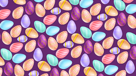 Composition of assorted ornamental eggs depicted on purple backgroundのイラスト素材