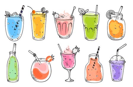 Fruit smoothies setのイラスト素材