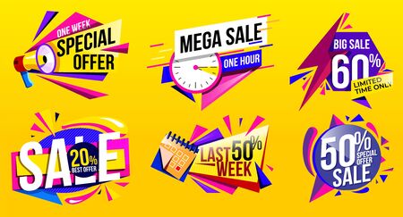 Sale banner vector. Discount tag and sale labelのイラスト素材