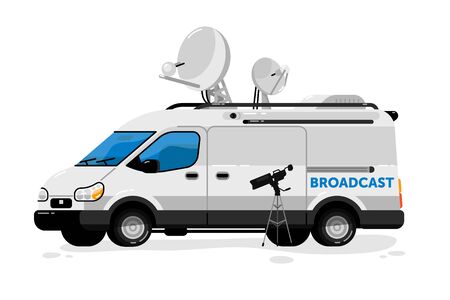 Broadcasting van. Isolated media broadcastingのイラスト素材