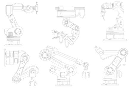 Industrial robotic arm set. Isolated robotic armのイラスト素材