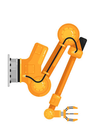 Robotic hand gripper. Isolated robotic arm hydraulic automation icon. Industrial robot hand. Flat vector machine technology, manufacturing, engineering, production industryのイラスト素材