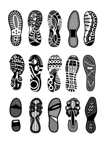 Shoe sole icon set isolated on white backgroundのイラスト素材