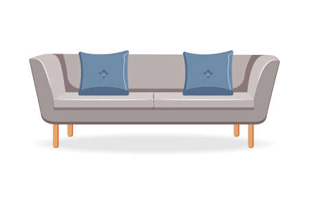 Sofa with cushions. Isolated comfortable couchのイラスト素材