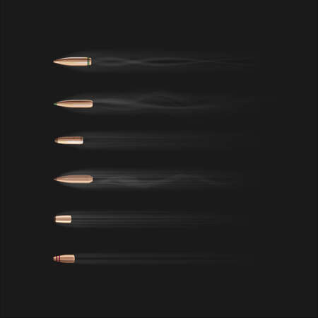 Realistic bullet with smoke trace isolated setのイラスト素材