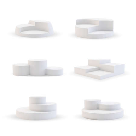White podium stand stage isolated set on backのイラスト素材