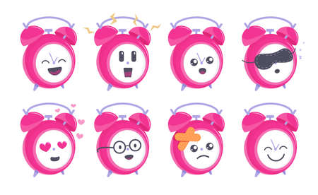 Funny alarm clock mascot emoticon isolated icon