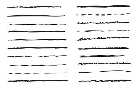 Hand-drawn doodle underline border isolated setのイラスト素材