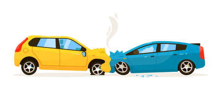 Frontal car collision isolated on white backgroundのイラスト素材