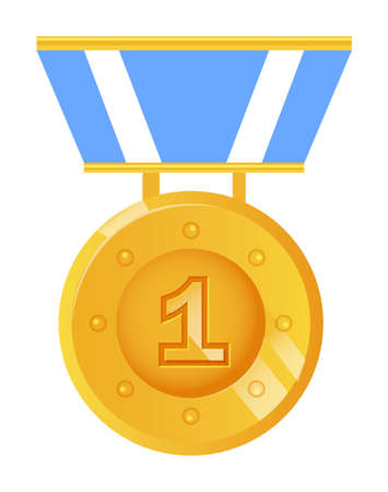 Golden winner medallion for first place on whiteのイラスト素材