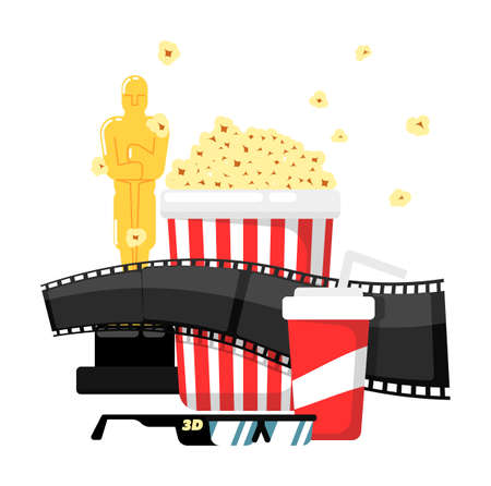 Cinema movie attribute isolated on white backgroundのイラスト素材