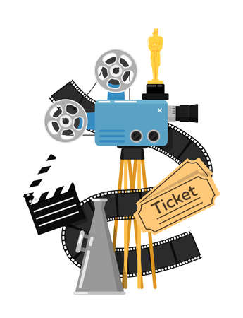 Cinema industry production background on whiteのイラスト素材