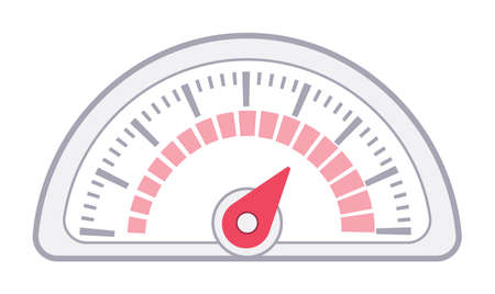 Vintage speedometer semicircle shape isolated on white