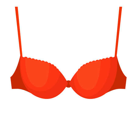 Red woman molded-cup bra isolated on white backgroundのイラスト素材