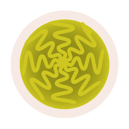 Wasabi hot mustard in dip bowl top viewのイラスト素材