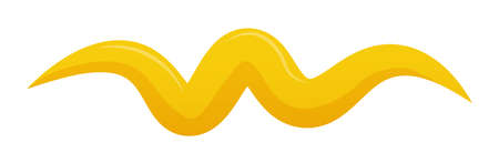 Horizontal mustard curly stripe isolated on white backgroundのイラスト素材
