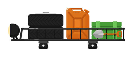 Car roof rack in filled isolated on white backgroundのイラスト素材