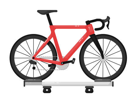 Bicycle mounted on car roof rack isolated on whiteのイラスト素材
