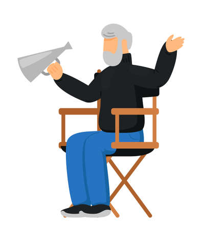 Movie film director at workplace isolated on whiteのイラスト素材