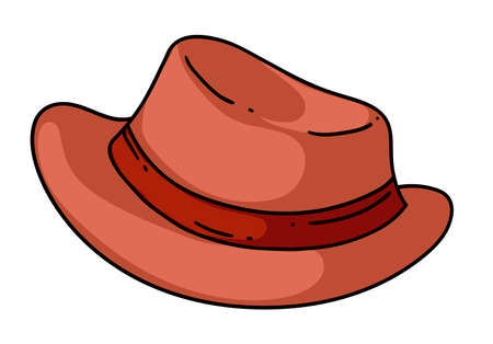 Classic hat with brim and ribbon isolated on whiteのイラスト素材