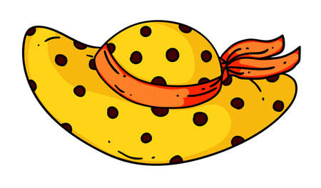 Woman summer hat with polka dot print isolated on whiteのイラスト素材