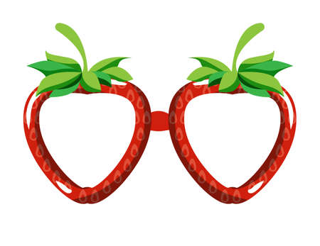 Cute strawberry glasses isolated on white backgroundのイラスト素材