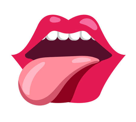 Mouth showing tongue out isolated on white backgroundのイラスト素材