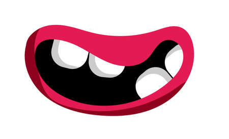 Isolated curved mouth showing crazy foolish feelingのイラスト素材