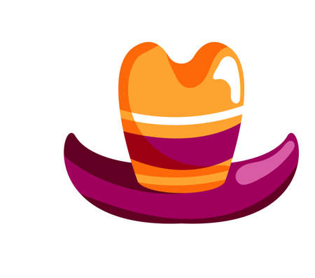 Colorful clown hat with brim isolated on whiteのイラスト素材