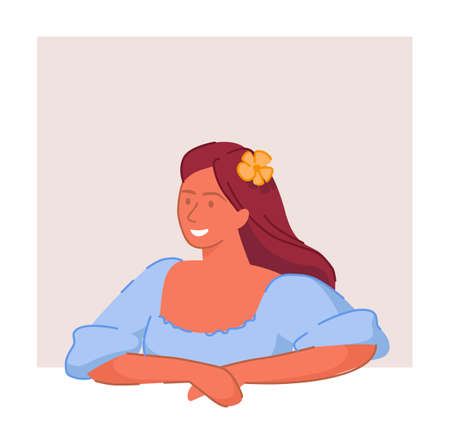 Attractive smiling woman portrait square avatarのイラスト素材