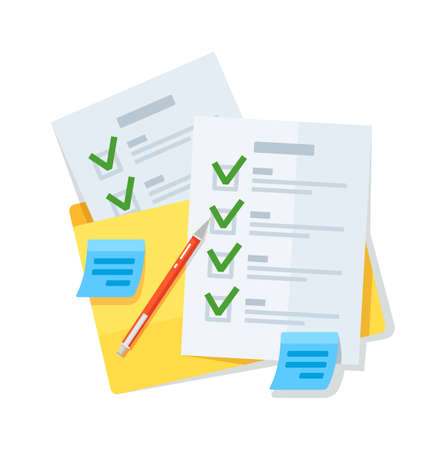 Business checklist or document in folder isolated on whiteのイラスト素材