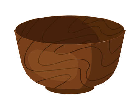 Clay bowl ceramic dishware isolated on white backgroundのイラスト素材