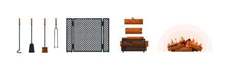 Fireplace insert accessory isolated on white backgroundのイラスト素材
