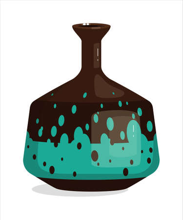 Flower vase with designer print isolated on white backgroundのイラスト素材