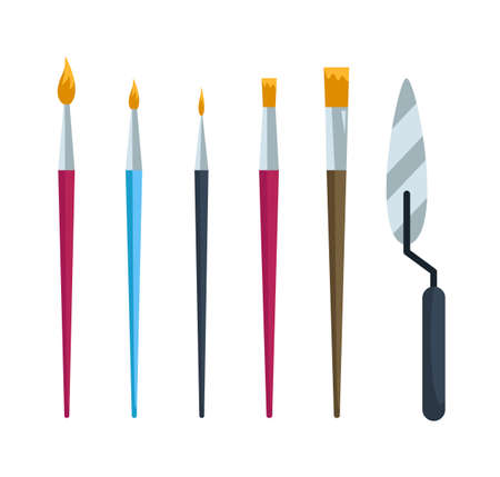 Paintbrush artist tool kit isolated on white backgroundのイラスト素材