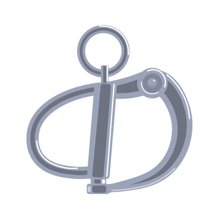 Chrome climbing carabiner connector on white backgroundのイラスト素材