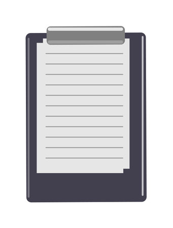Black clipboard with blank lined paper sheet on whiteのイラスト素材