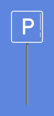 Blue car parking zone road sign on pole isolated on whiteのイラスト素材