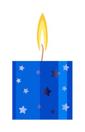 Burning star decorated candle isolated on white backgroundのイラスト素材