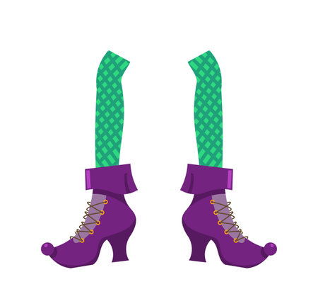 Elfin feet in grid tights isolated on white backgroundのイラスト素材