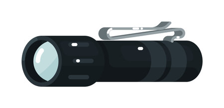 Electric led flashlight with belt clip on white backgroundのイラスト素材