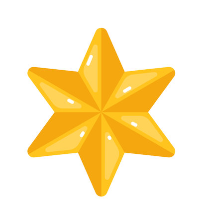 Golden star Christmas toy decoration isolated on whiteのイラスト素材