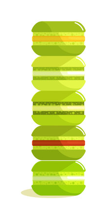 Matcha green tea flavor macaroon cookie isolated on whiteのイラスト素材