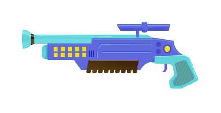 Futuristic laser gun weapon of aliens isolated on whiteのイラスト素材