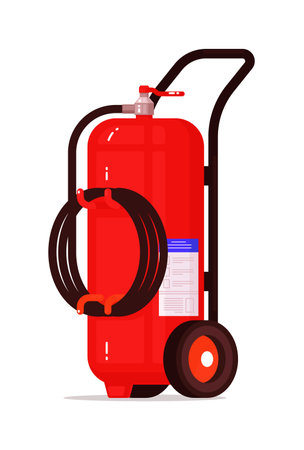 Big wheeled fire extinguisher equipment isolated on whiteのイラスト素材