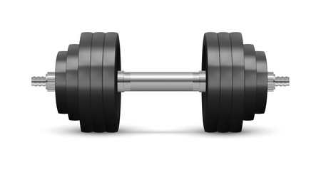Heavy adjustable dumbbell with weight plates on whiteのイラスト素材