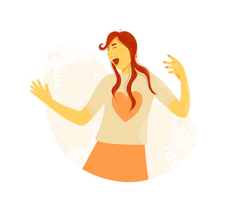 Excited emotional woman person screaming isolated on white