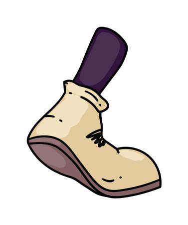 Cartoon leg foot in shoe walking on white backgroundのイラスト素材