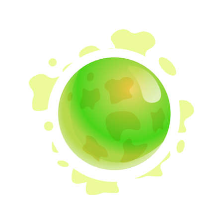 Fantasy green cosmic planet in smoke cloud isolated on whiteのイラスト素材