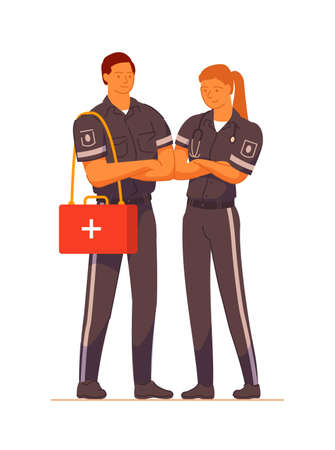 Paramedic ambulance rescue team healthcare professionalのイラスト素材
